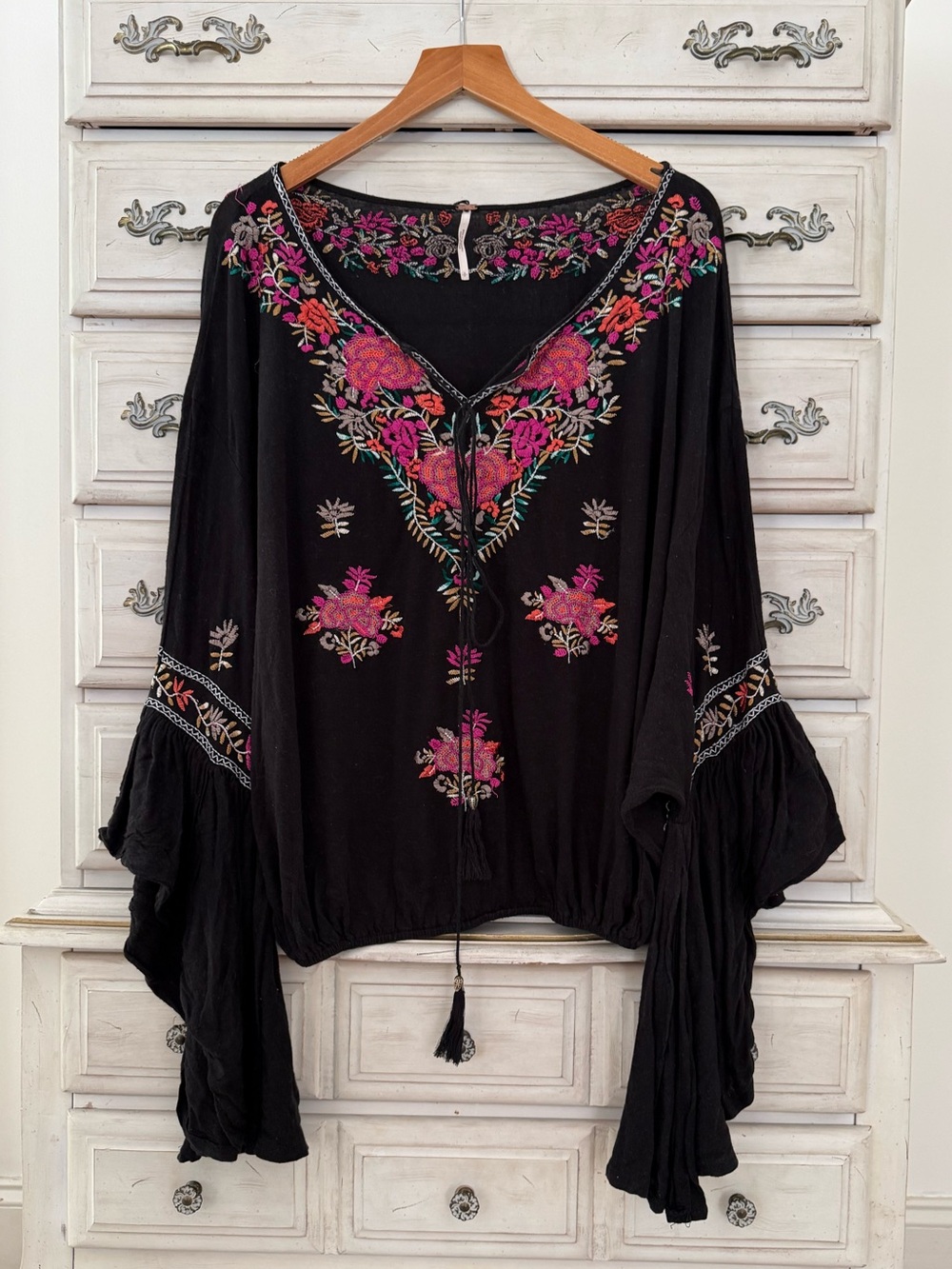 Free People Siren Song Embroidered Linen Blouse Top - Picture 3 of 6